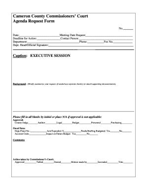 Fillable Online Cameron County Commissioners Court Agenda Request Form Fax Email Print - pdfFiller