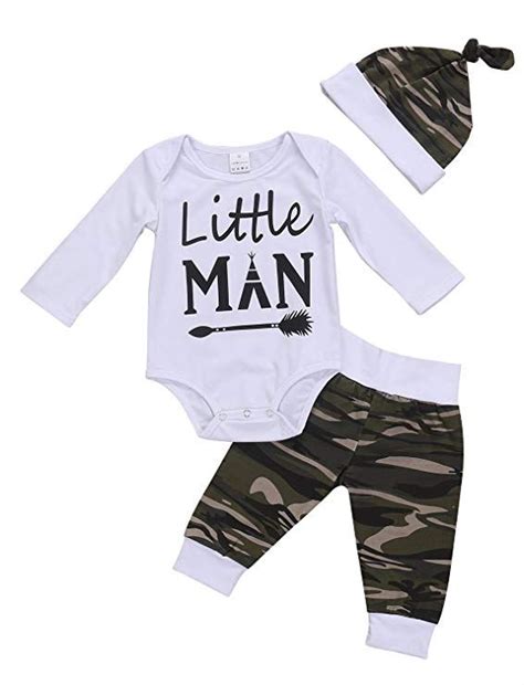 Newborn Baby Boy Girl Daddy’s Baby Boy Girl Camouflage Short Sleeve T-shirt Tops+Green Long ...