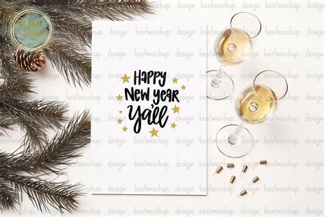 Toast New Year Blank Card Mockup Graphic by TheBest Mockup · Creative ...