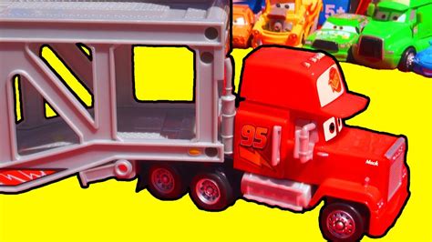 Talking Mack Truck Ramp Playset CARS Rare McQueen diecast Hauler Transporter Disney Pixar Mattel ...