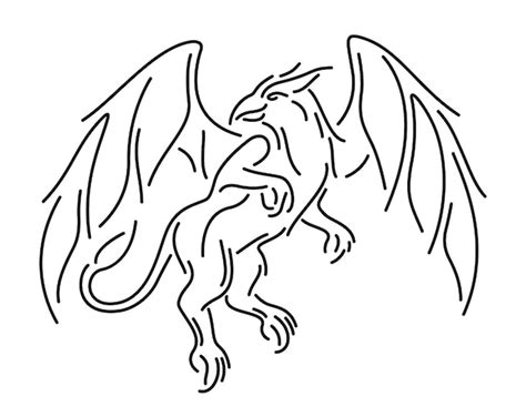 Premium Vector | Fantasy line art with isolated decorative griffin