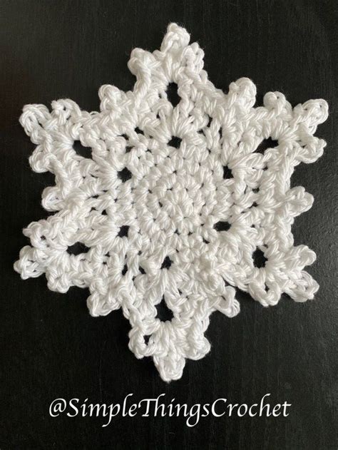 Snowflake Coaster - Simple Things Crochet Crochet Snowman, Crochet Snowflakes, Crochet Winter ...