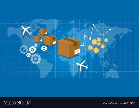 Delivery package shipping world wide map globe Vector Image