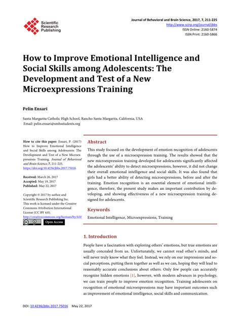 (PDF) How to Improve Emotional Intelligence and Social Skills among ...