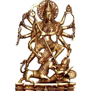 Durga Statue, Durga Statue in Brass, Goddess Statue, Antique Brass Statue, Goddess Durga Brass ...