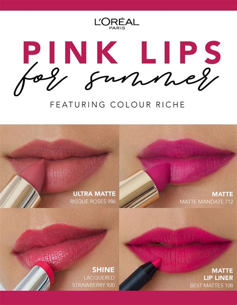 The best pink lip shades for summer with L’Oréal Paris Colour Riche Lipsticks. | Summer lipstick ...