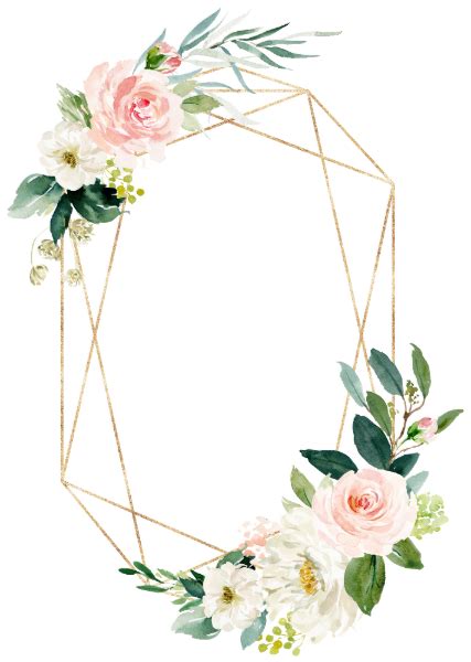 Geometric Blush Gold Floral Wedding Invitation | Floral wedding invitations, Wedding invitation ...