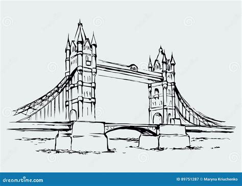 London Bridge Vector Vintage Illustration Vector Illustration ...