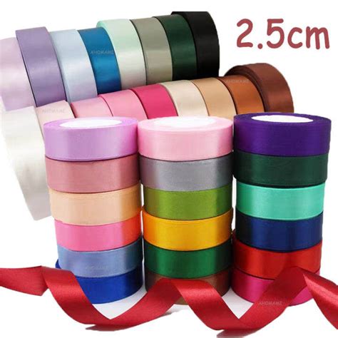 Satin Ribbon Roll 2.5CM Gift Wrapping 25Yards Bow Hair Accessories Box Packaging Clothes DIY ...