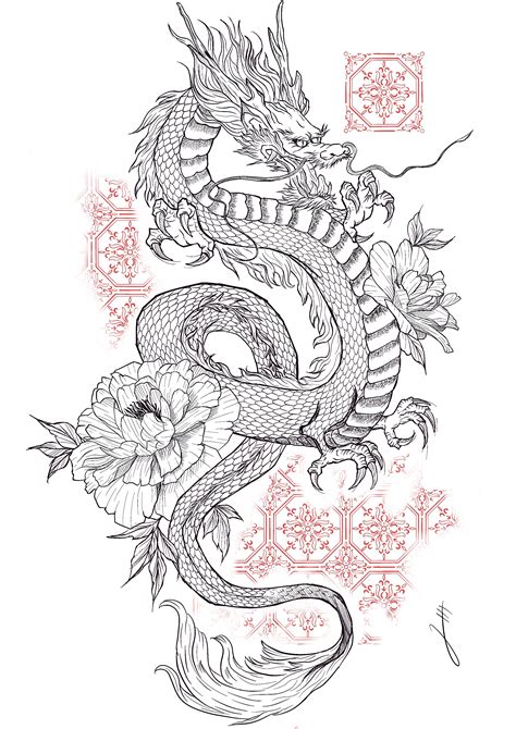 Japanese Dragon Tattoo Stencils