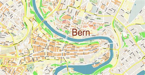 Bern Switzerland Map Vector Accurate High Detailed City Plan editable ...