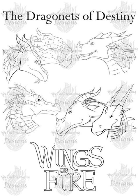 Wings of Fire DRAGONETS OF DESTINY Printable Coloring Page Seawing, Sandwing, Mudwing, Rainwing ...