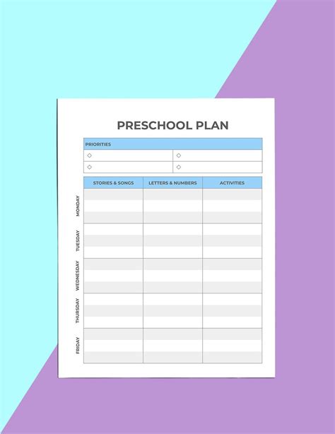 Preschool Planner Template in Word, Pages, PDF - Download | Template.net