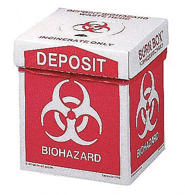 Cardboard, Red/White, Biohazard Burn Box - 8UK88|17-789 - Grainger