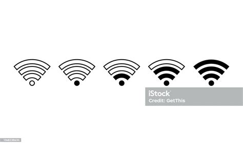 Sinyal Wifi Atau Wifi Ikon Hitam Koneksi Nirkabel Diatur Akses Wlan ...