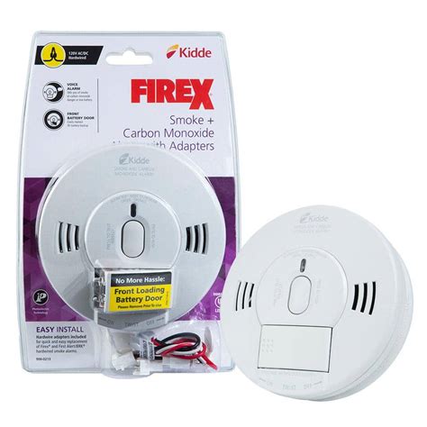 Kidde Firex Hardwired Combination Smoke and Carbon Monoxide Detector with Adapters and Voice ...