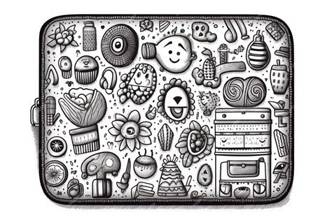 Premium AI Image | A drawing of a laptop case with a bunch of different ...