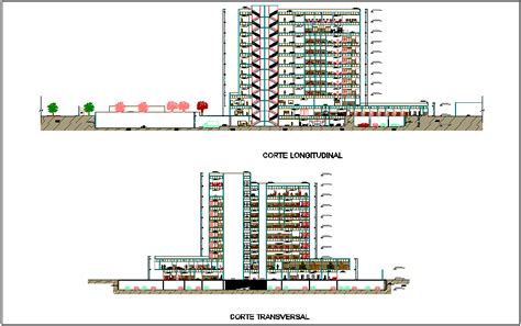 Longitudinal and transverse section view of hospital dwg file - Cadbull