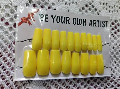 Glossy Acrylic Yellow Artificial Nails, Packet at best price in Raipur