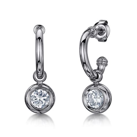 Titanium Hoop Earrings Set with CZ Stone Drop - Titanium Earrings at Elma UK Jewellery