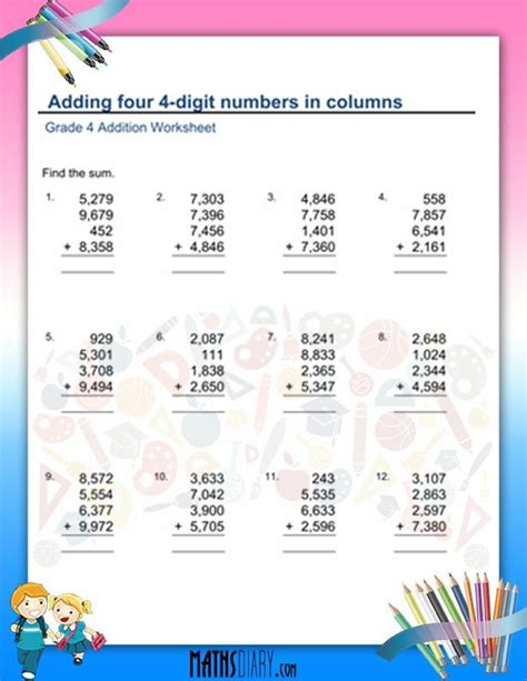 Addition – Grade 4 Math Worksheets