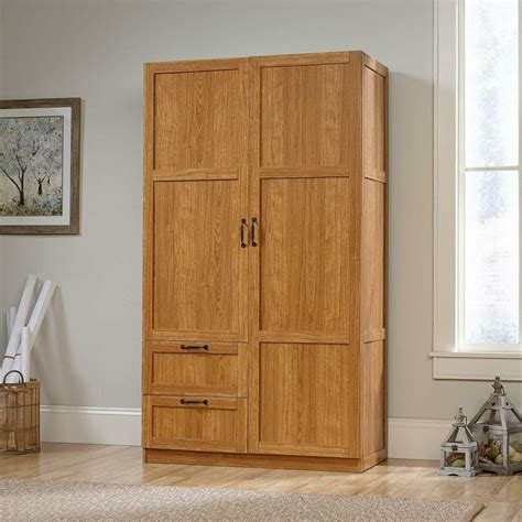 Oak Finish Large Armoire Wardrobe Storage Closet With