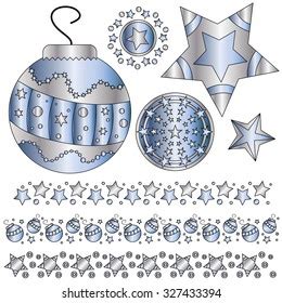 Blue Silver Christmas Ornaments Trims Stock Vector (Royalty Free) 327433394 | Shutterstock