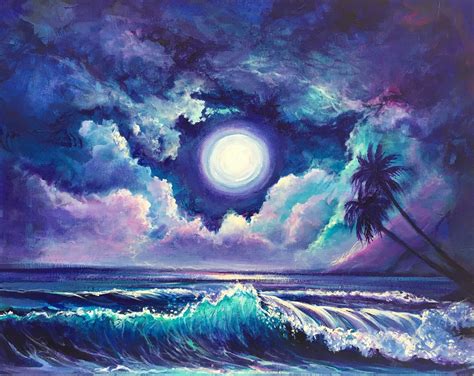 Tropical Oasis Acrylic landscape painting by Joni Young. | Canvas ...