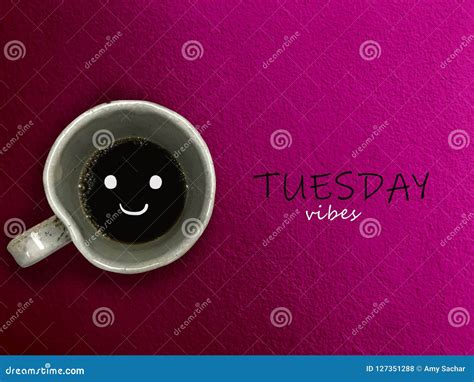 Tuesday Vibes Coffee Cup Smile on Pink Background Stock Photo - Image of blank, doodle: 127351288