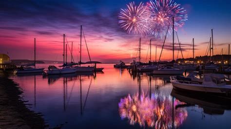 Premium Photo | Fireworks Over the Harbor