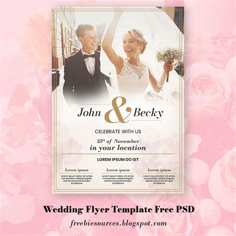 Wedding Flyer Template A4 Size - Free PSD Download | Wedding flyers ...