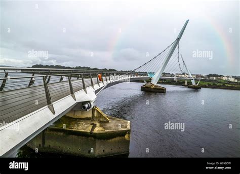 Peace bridge Northern Ireland With rainbow Stock Photo - Alamy