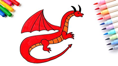 How to Draw Red Dragon | Easy Dragon Drawing | Draw Dots - YouTube