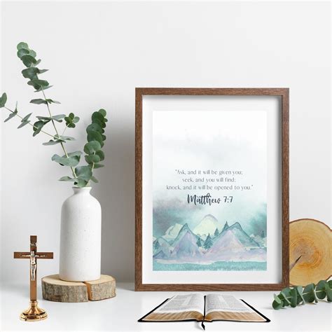 Bible Verse Printable, Matthew 7:7, Digital Art, Digital File Download - Etsy