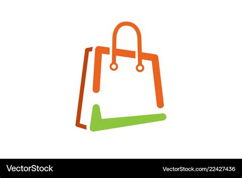 Shop green check bag symbol logo Royalty Free Vector Image