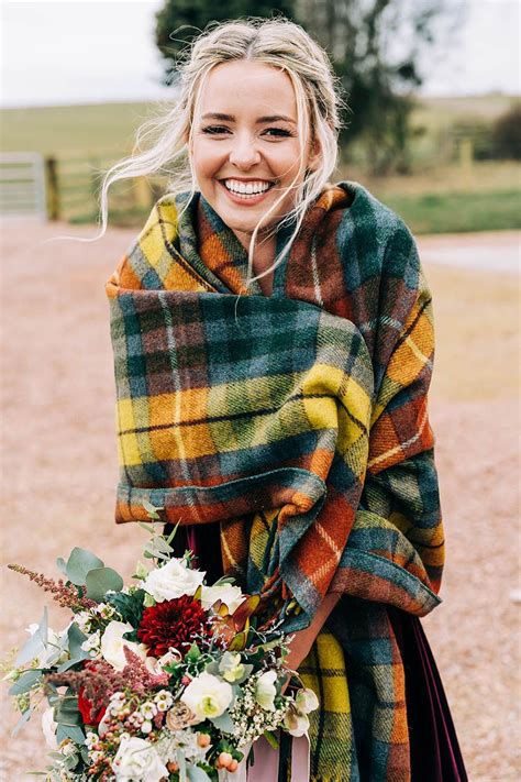 Gorgeous Bride in Scottish Tartan Shawl | Winter wedding shawl, Kilt ...