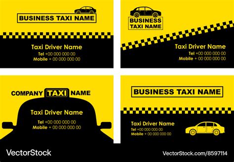 Taxi business cards Royalty Free Vector Image - VectorStock