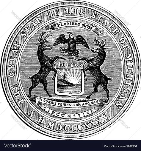 Seal state michigan vintage engraving Royalty Free Vector