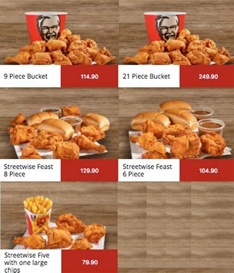 KFC ZA Menu Prices