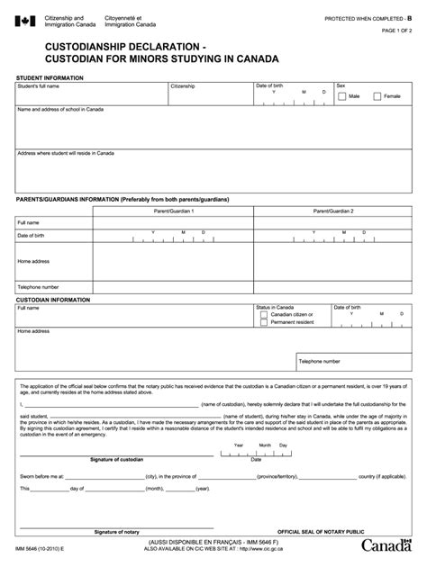 Custodianship Declaration Fillable Form - Printable Forms Free Online