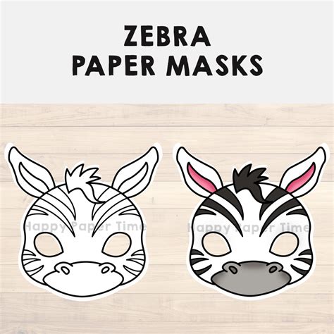 Zebra Paper Masks Printable African Animal Coloring Craft Activity Template | Made By Teachers