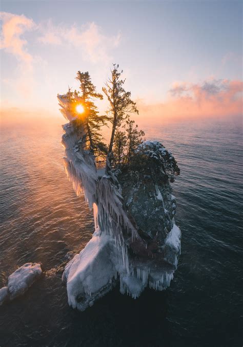 Expose Nature: Sea smoke lighting up on a -20 degree sunrise on the North Shore of Minnesota. It ...