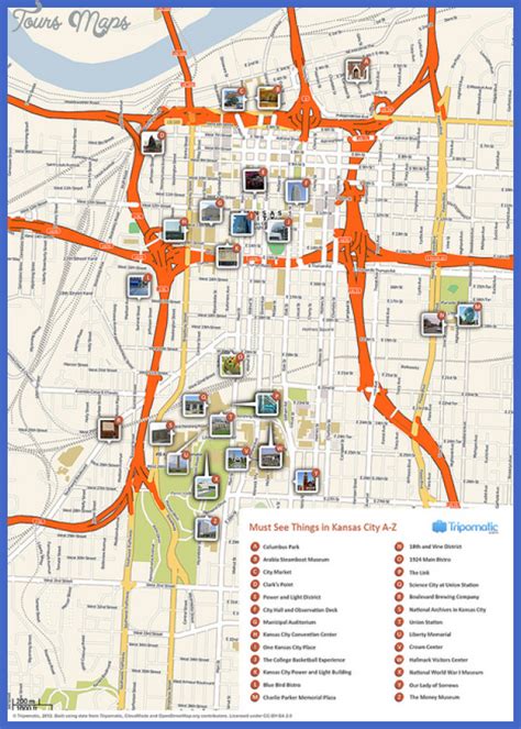 Kansas City Map Tourist Attractions - ToursMaps.com