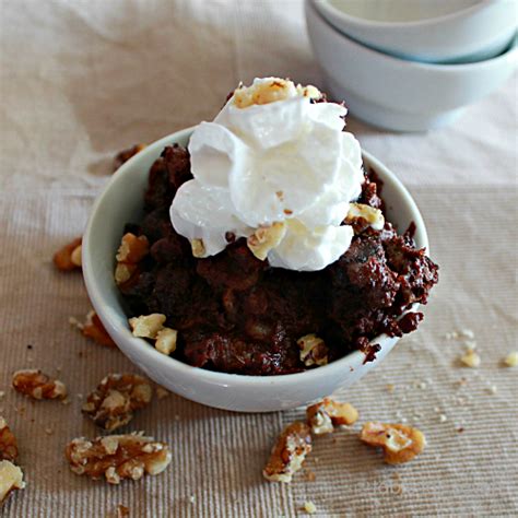 Crock Pot Chocolate Walnut Bread Pudding • Table for Seven