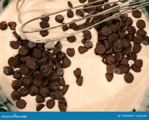 Chocolate Chip Pancake Batter Stock Photo - Image of ready, milk: 115525028