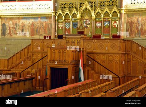 Europe, Hungary, Budapest, Hungarian Parliament Interior Stock Photo ...