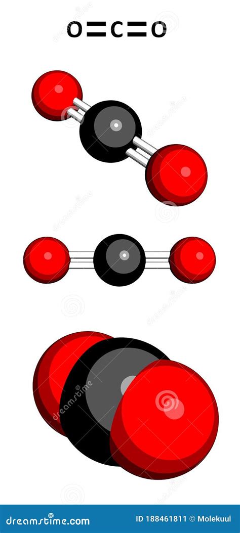 Carbon Dioxide (CO2), Molecular Model Stock Illustration - Illustration ...