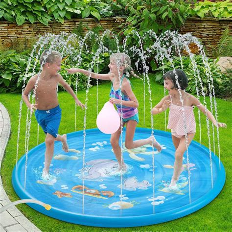 68" Sprinkler Splash Mat, Kids Pool, Outdoor Lawn Water Toys, Inflatable Splash Sprinkler ...