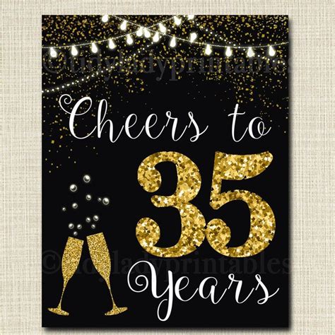 Cheers to Thirty-five Years, Cheers to 35 Years, 35th Wedding, 35th ...