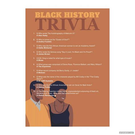 Black History Trivia Questions and Answers Printable - Gridgit.com